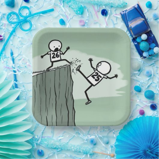 2026年のお正月のスティックスフィギュア・ユーモア ペーパープレート (パーティー)