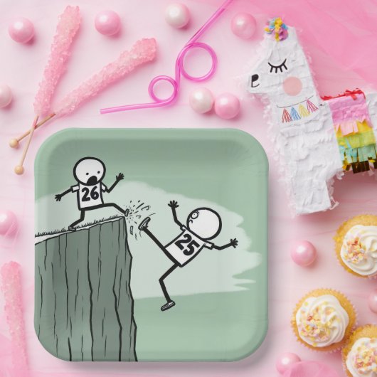 2026年のお正月のスティックスフィギュア・ユーモア ペーパープレート (パーティー)