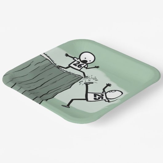 2026年のお正月のスティックスフィギュア・ユーモア ペーパープレート (傾斜あり)