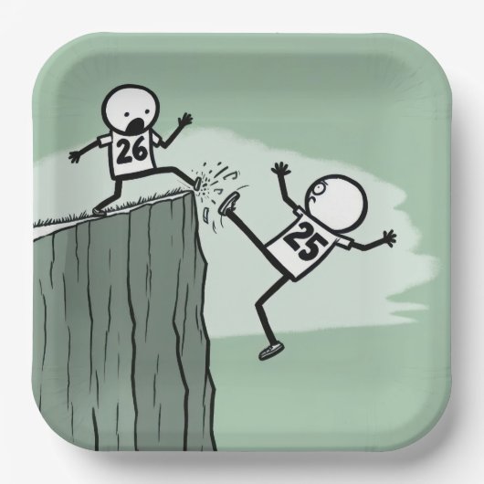 2026年のお正月のスティックスフィギュア・ユーモア ペーパープレート (正面)