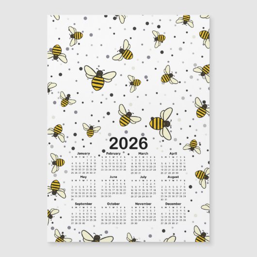 2026年のカレンダーのパターン（蜂とドット） (正面)