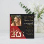 2026年のクラス金ゴールドGrad Red with Photo 招待状 (スタンド正面)
