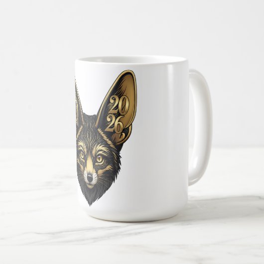 2026年のブラックとゴールドの芸術的デザイン コーヒーマグカップ (正面右)