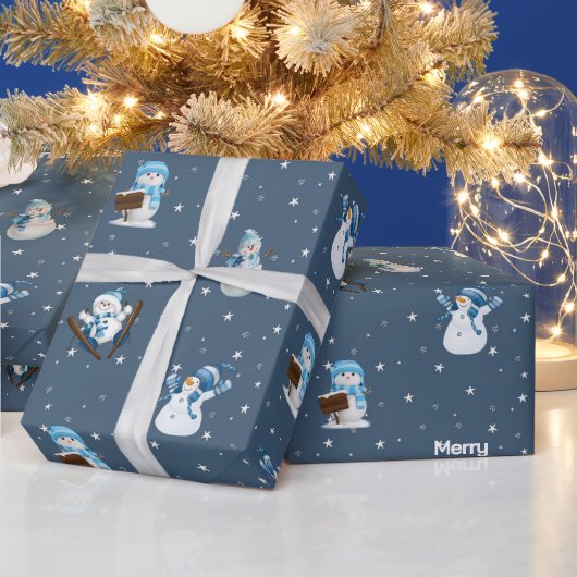 2026年のメリークリスマスと雪だるま ラッピングペーパー (クリスマス)