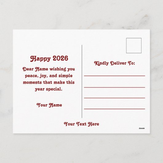 2026年の休日はがき シーズンポストカード (裏面)