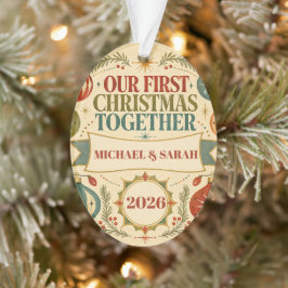 2026年の初めてのクリスマス パーソナライズド レトロデザイン オーナメント