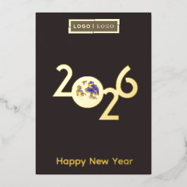 2026年の地球 - プロフェッショナル年賀状デザイン(背景なし) 箔招待状