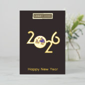 2026年の地球 - プロフェッショナル新年カード 箔招待状 (立ち正面)