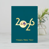 2026年の地球 – ミニマルデザイン年賀状 箔招待状 (立ち正面)