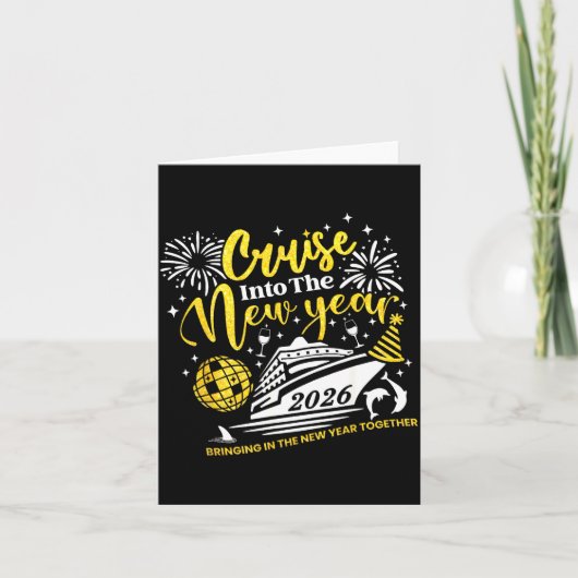 2026年の新しい年をユーモアでクルーズ 船のデザインが面白い カード (正面)