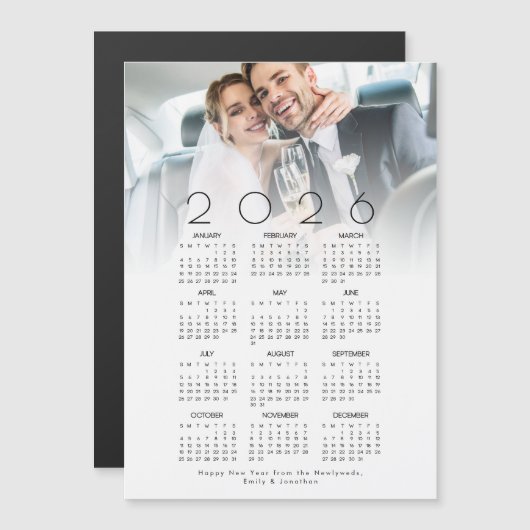 2026年の新年おめでとうカレンダー写真 マグネット招待状 (正面/裏面)