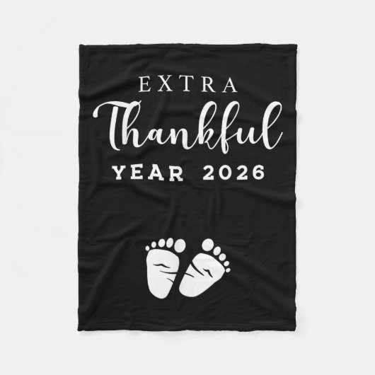 2026年の特別な感謝の年のベビーフットプリントの発表 フリースブランケット (正面)