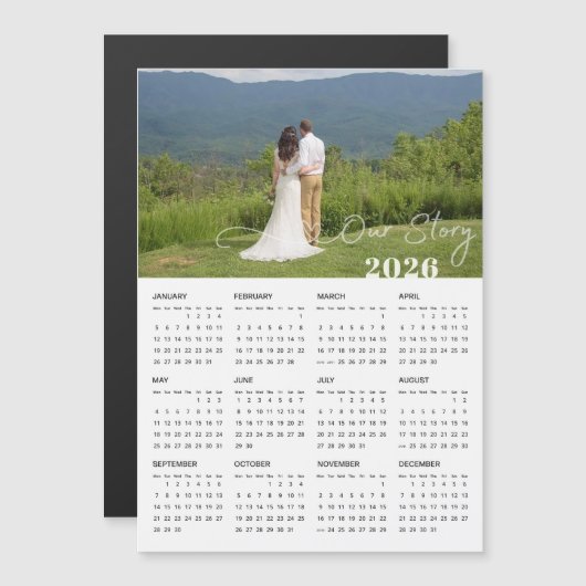 2026年の私たちのストーリーカスタム写真磁気カレンダー (正面/裏面)