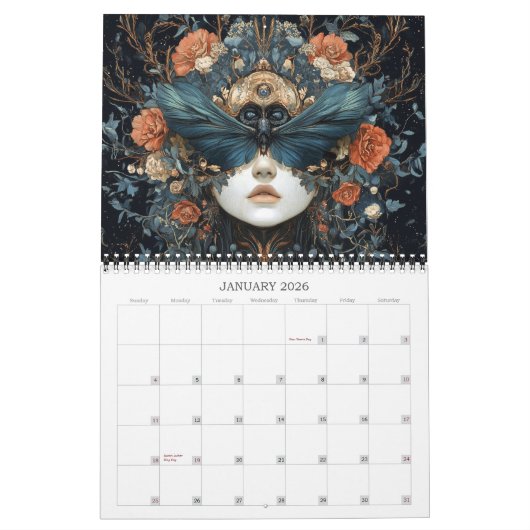 2026年の美しい暗黒の超現実的なアートカレンダー カレンダー (1月 2026)