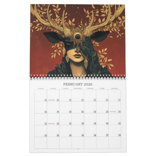 2026年の美しい暗黒の超現実的なアートカレンダー カレンダー