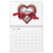 2026年の12か月「ハートのカレンダー」 カレンダー (3月 2026)