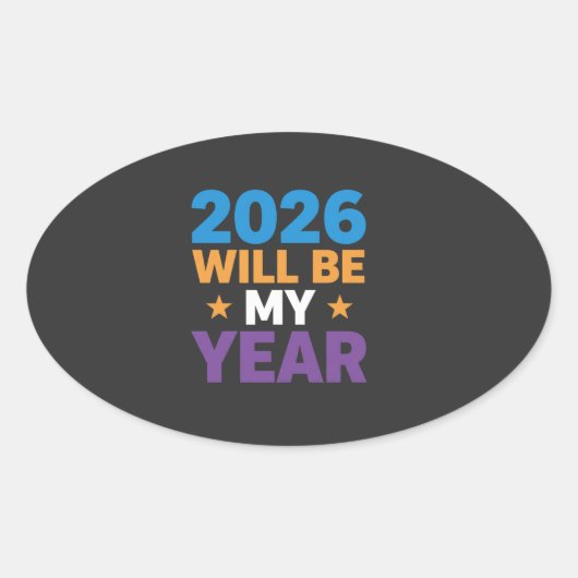 2026年は私の年です インスピレーション 新しい始まり 楕円形シール (正面)