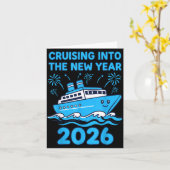 2026年へとクルージング！お祝い カード (黄色い花)