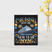 2026年へとクルージング 新年のバケーション デザイン カード (黄色い花)