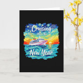 2026年へクルージング！ニューイヤーバケーション パーティー ファミリー カード (黄色い花)