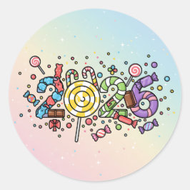 2026年よくはしゃぐカラフル菓子 ラウンドシール