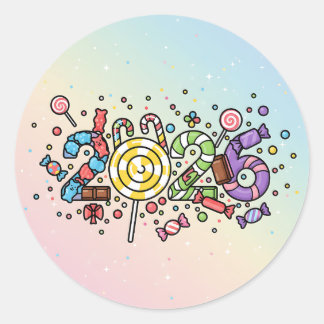 2026年よくはしゃぐカラフル菓子 ラウンドシール