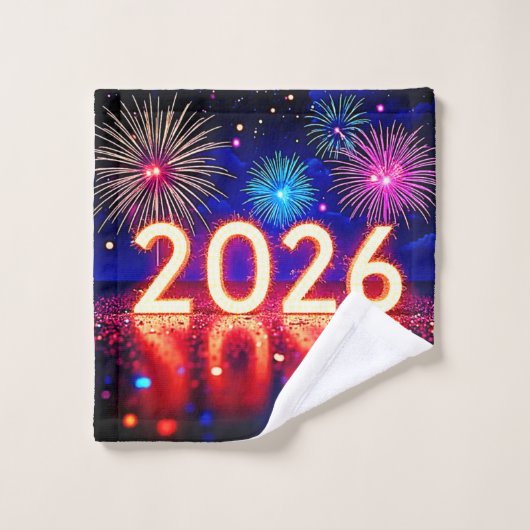 2026年をお祝いしよう: 明るい未来のスパークデザイン バスタオルセット (ウォッシュタオル)