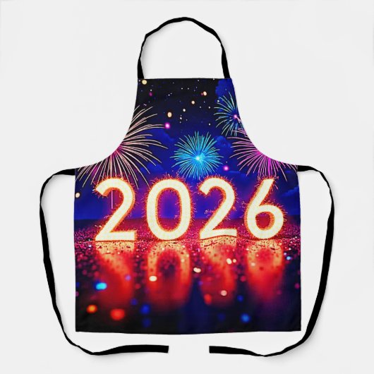 2026年をお祝いしよう: 明るい未来スパークデザイン エプロン (正面)