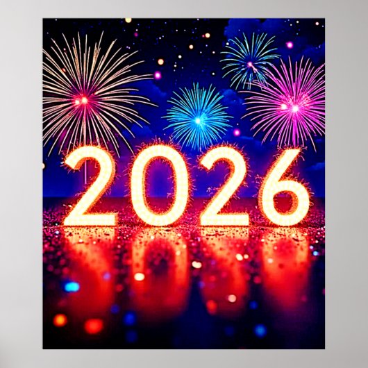 2026年をお祝いしよう: 明るい未来スパークデザイン ポスター (正面)