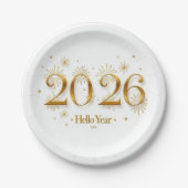 2026年を祝う紙皿 ペーパープレート (正面)