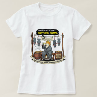 2026年を祝う面白い猫のTシャツ Tシャツ