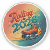 2026年を走り抜けるレトロスケートステッカー シール (正面)