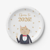 2026年を迎えるネコ ペーパープレート (正面)