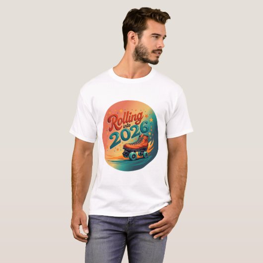 2026年を駆け抜けるレトロローラースケート Tシャツ (正面フル)