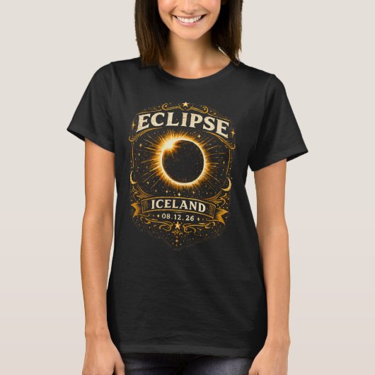 2026年アイスランド皆既日食 天体現象 Tシャツ (正面)