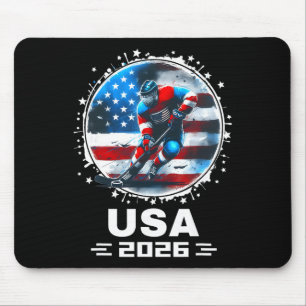 2026年アメリカ合衆国代表 アメリカ国旗 ホッケー マウスパッド