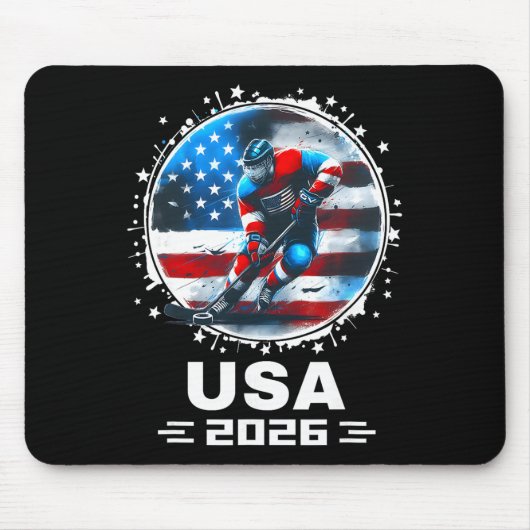 2026年アメリカ合衆国代表 アメリカ国旗 ホッケー マウスパッド (正面)