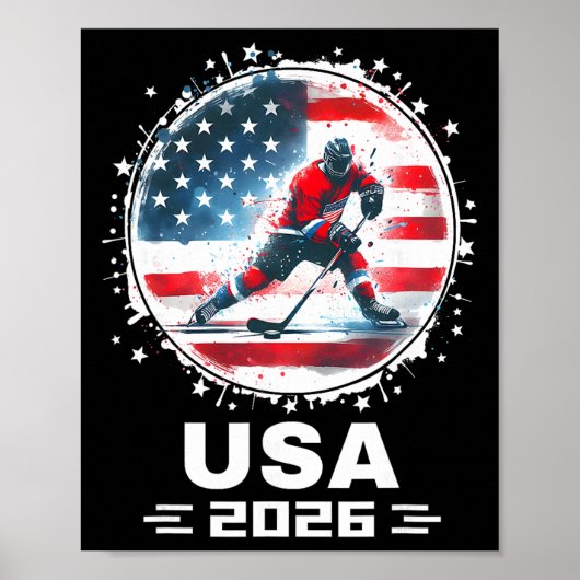 2026年アメリカ合衆国代表 アメリカ国旗 ホッケーU ポスター (正面)
