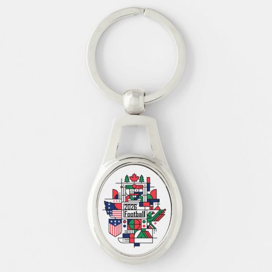 2026年アメリカ・カナダ・メキシコ サッカーアート キーホルダー (正面)