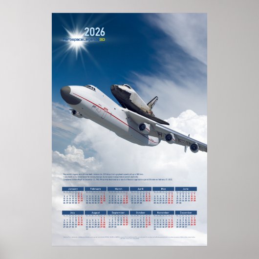 2026年アントノフAn-225ムリヤエンジニアリングカレンダー ポスター (正面)