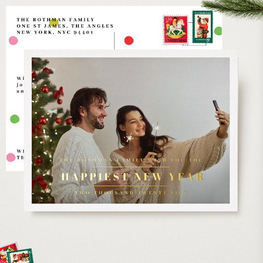 2026年エレガント初の金ゴールド写真フレーム 箔シーズンポストカード