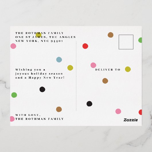 2026年エレガント初の金ゴールド写真フレーム 箔シーズンポストカード (裏面)