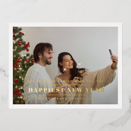 2026年エレガント初の金ゴールド写真フレーム 箔シーズンポストカード (正面)