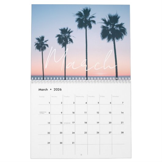 2026年カスタムサンセットカレンダーカリフォルニア&アリゾナ カレンダー (3月 2026)
