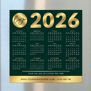2026年カレンダビジネスロゴグリーンおよび金ゴールド 企業の
