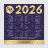2026年カレンダビジネスロゴネイビー&金ゴールド 企業の (正面)