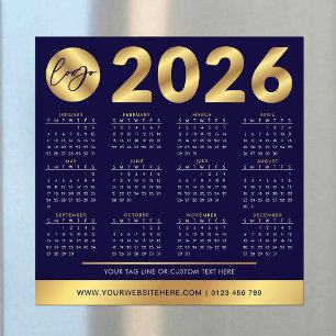2026年カレンダビジネスロゴネイビー&金ゴールド 企業の