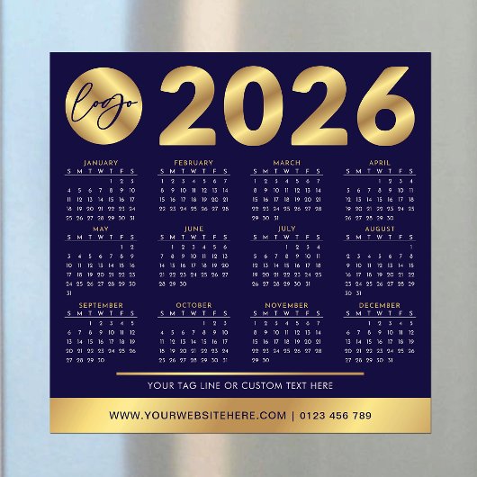 2026年カレンダビジネスロゴネイビー&金ゴールド 企業の