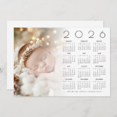 2026年カレンダフォトオーバーレイベビー新年おめでとう シーズンカード (正面/裏面)