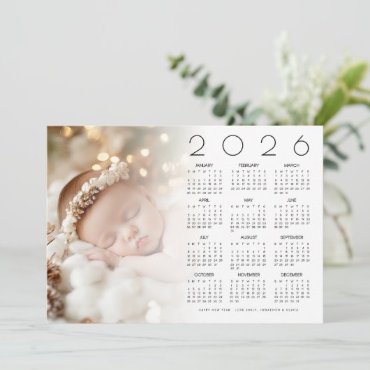 2026年カレンダフォトオーバーレイベビー新年おめでとう シーズンカード (スタンド正面)